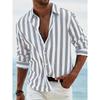 Men Long Sleeve Vertical Striped Button Down Shirt Casual Loose Fit Summer Beach Shirt