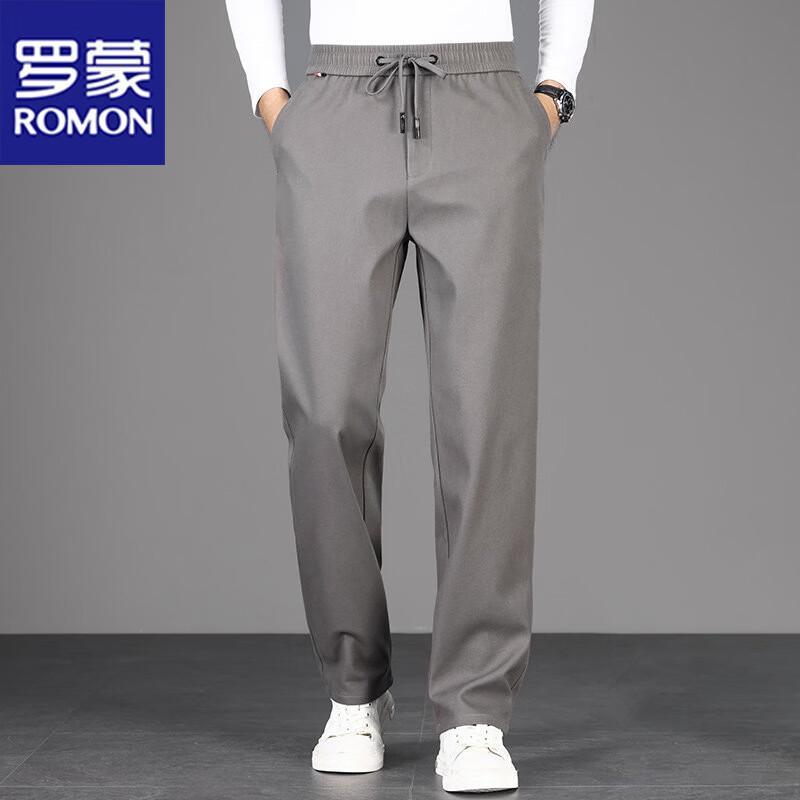 ROMON Men's Casual Loose Straight-Leg Cotton Pants