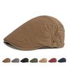 Bawełniany beret męski gazeciarz czapki letni haftowany kapelusz brytyjski Vintage płaska czapka Gatsby malarze kapelusze bluszcz kapelusz Gorro Hombre Boina