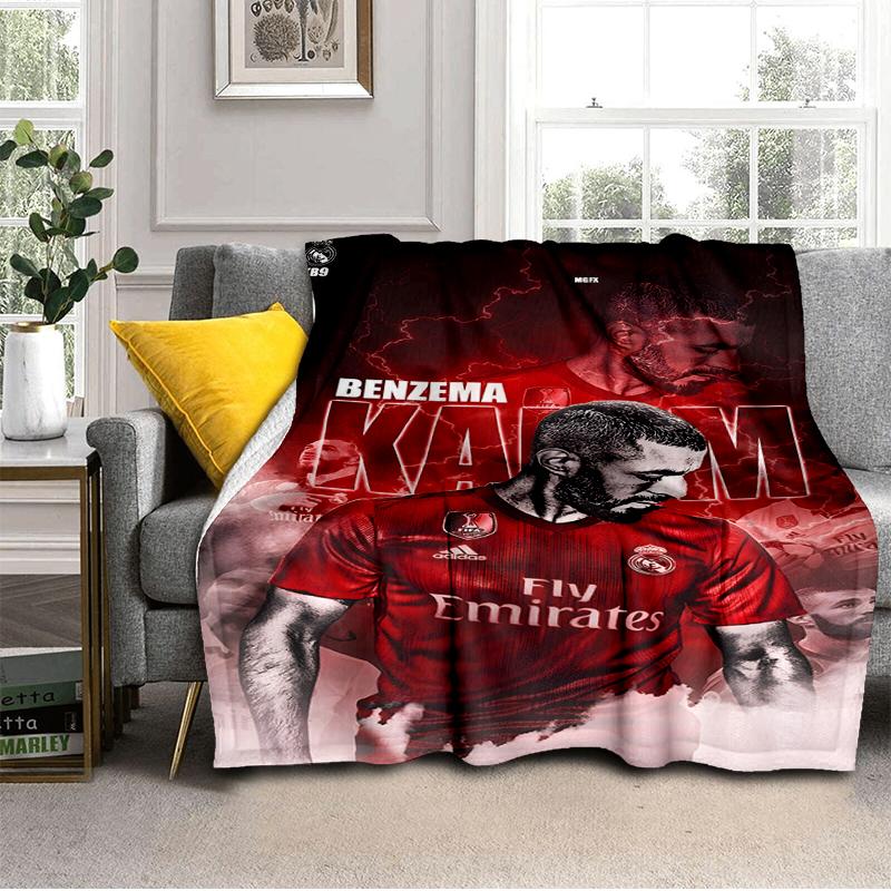 Real Madrid Karim Forever Decke Leicht Ideal Bettdecke Perfekt für Reisen, Camping, Wohnzimmer, Büros, Sofas, Fan Weihnachtsgeschenk