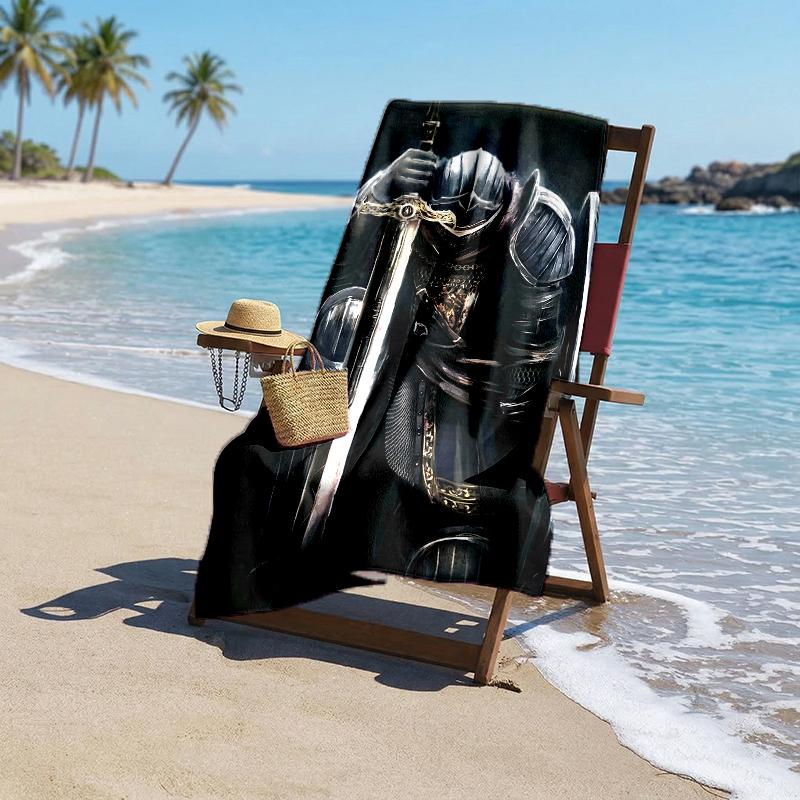 Kreuzritter Ritter Mode Strandtuch: Ideal für Sommerabenteuer Weich, saugfähig und schnell trocknend geeignet zum Schwimmen und Baden
