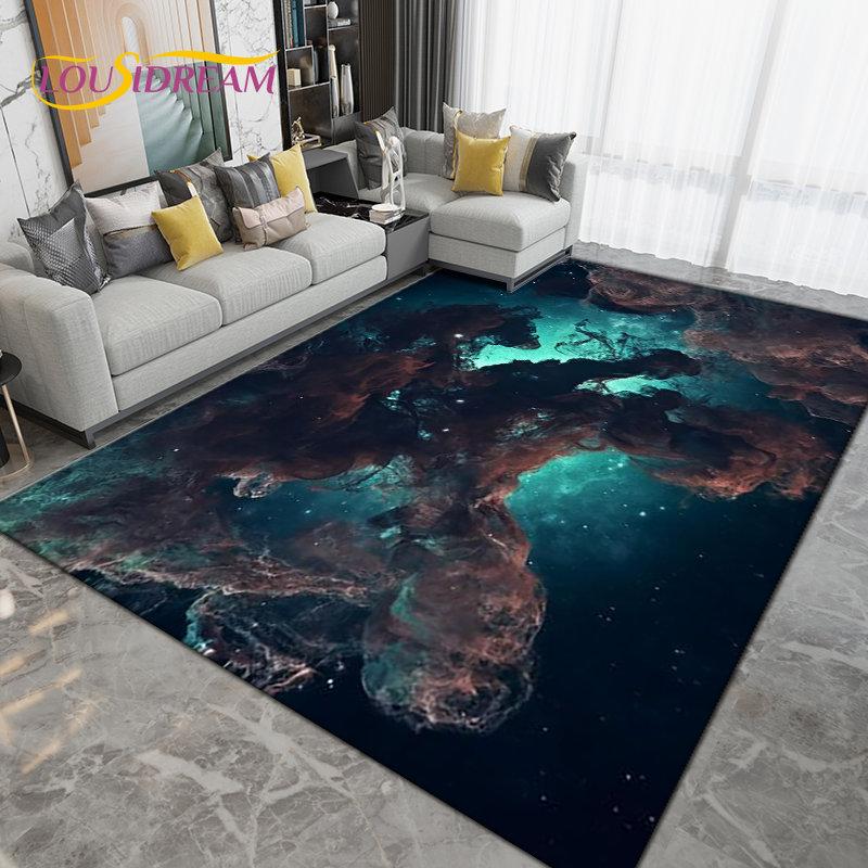 Teppich mit Galaxie-Universum, Weltraum, Sternen, Erde, groß, Teppich für Wohnzimmer, Schlafzimmer, Sofa, Fußmatte, Dekoration, rutschfeste Bodenmatte