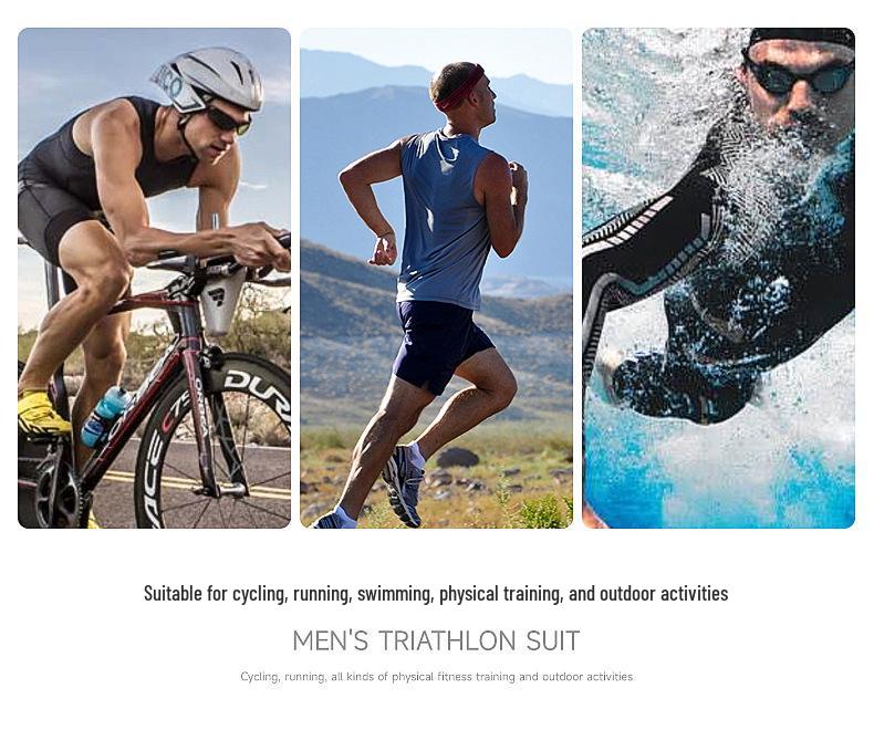 NUCKILY Men's Triathlon Sleeveless Race Suit - Cycling, Running, Swimming Bodysuit