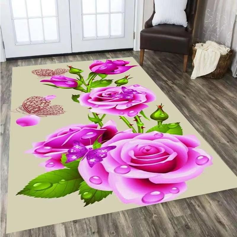 Blumen Ländlich 3D Gedruckter Teppich Heimdeko Eingangstürmatten Wohnzimmerteppiche Teppiche im Schlafzimmer Kinderteppich Badematte
