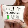 Chic Charger Print Cosmetic Bag - Versatile & Reusable Makeup Organizer for Travel, Vacation, Business