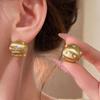18k Zircon Brushed Round Earrings Exaggerated Light Luxury Stud Earrings Fashionable Versatile Earrings
