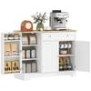 Kitchen Sideboard, Storage Cabinet with 3 Doors, Drawer, Door Shelves and Adjustable Shelf, 105x40x83cm, White