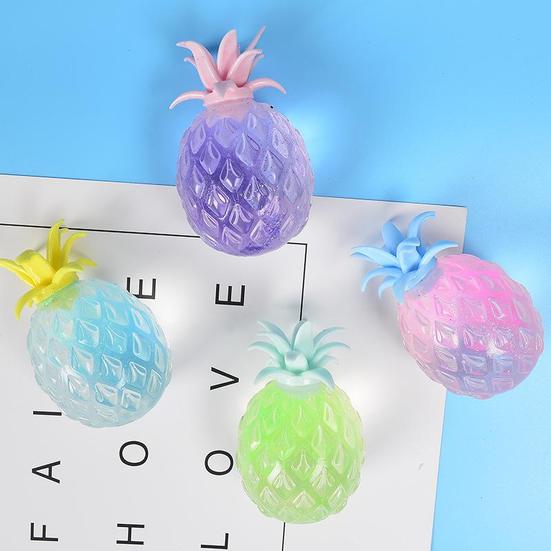 Squishy Pineapple Fruit Fidget Toys Playsets - Stress Relief Hand Anti-Anxiety Stretchy Slow Rising Creative DIY Sensory Toys Playsets