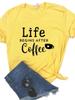 WoUnisex T Shirt Life Begins After Coffee Print Tshirt WoUnisex Short Sleeve O Neck Loose Tshirt Ladies Causal Tee Shirt Tops