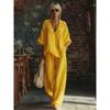 Summer Womens Casual Twopiece Set With Cotton Linen Fabric For Comfortable Daily Wear