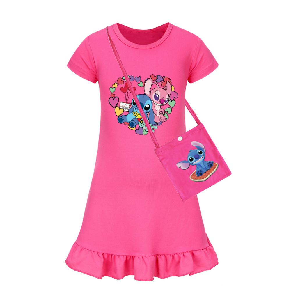 Stitch Mädchen Kurzarm Nachthemdkleid Aus Kunstbaumwollstoff Für Kinder