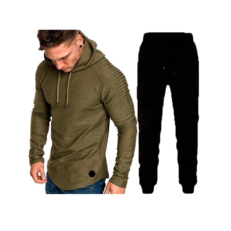 2 Pieces Tracksuit Men Fashion Running Set Sweatshirt + Sweatpants Hooded Sportswear Zipper Hoodies Casual Mens Clothing