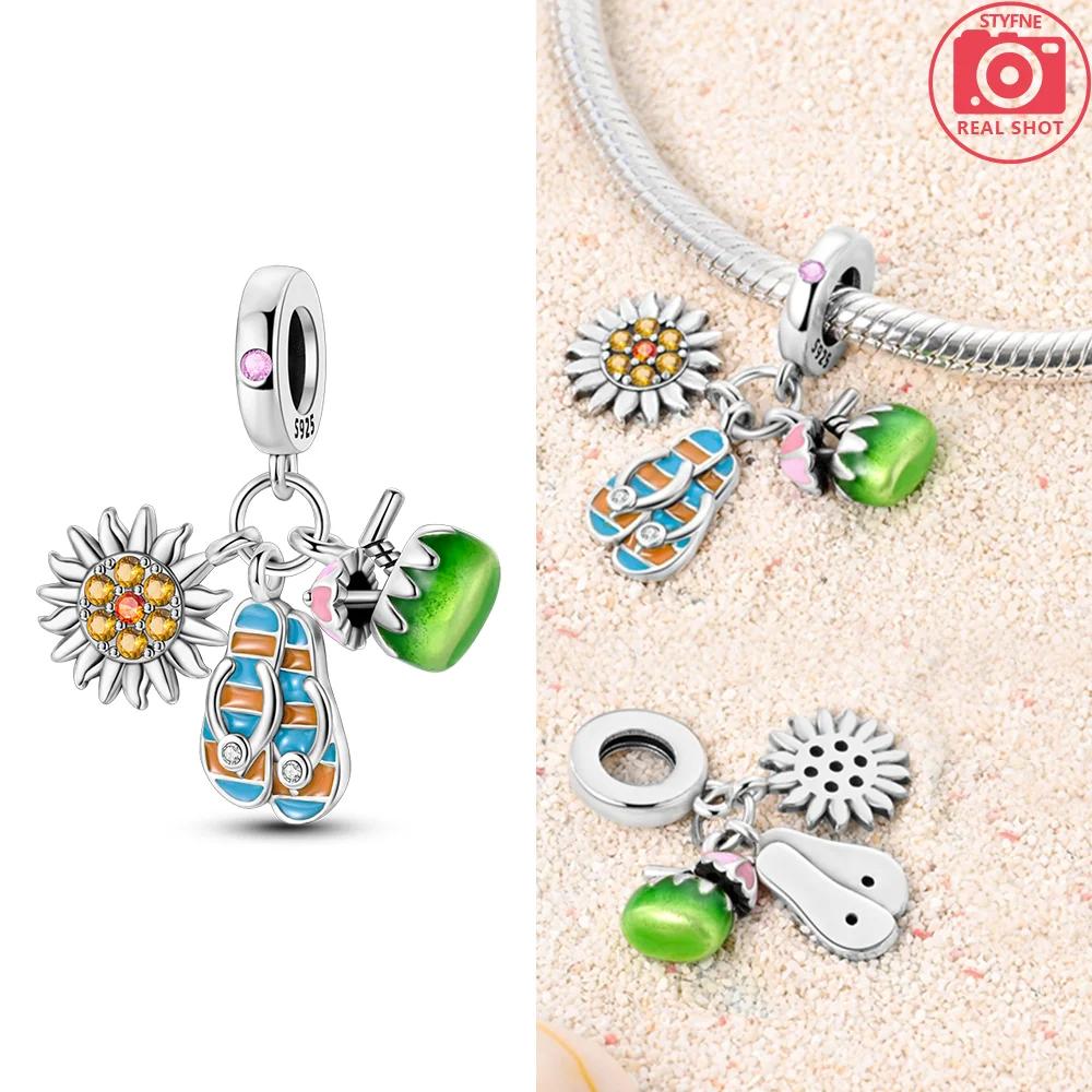 Green Color Four-Leaf Clover Avocado Copper Cactus Green Series Charms Beads Fit 3Mm Original Bracelet Diy Jewelry Gift
