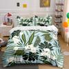 Tropical Leaves And White Flowers Pattern Bedding Set For Kids Luxury Gift 3Pcs Digital Print Comforter Set Soft Comfortable