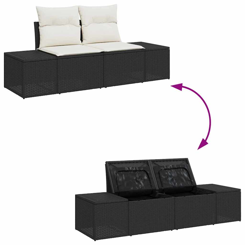 Garden Sofa Set with Cushions 9 Pcs Black Poly Rattan