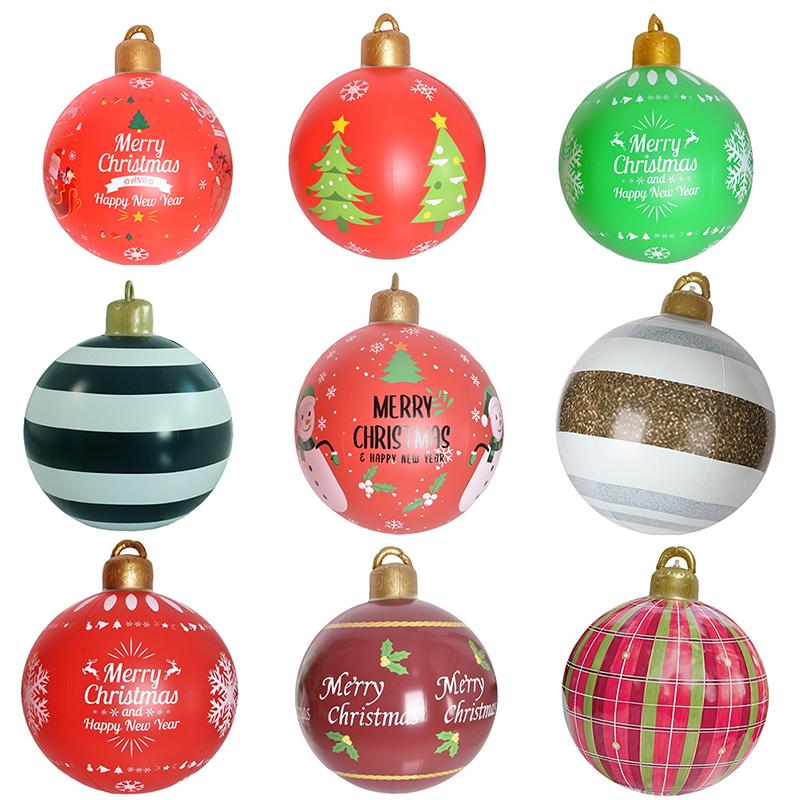 60CM Christmas Inflatable Ball Decorated Ball PVC Giant Big Large Balls Xmas Tree Decorations Toy Ball Without Light Ornament