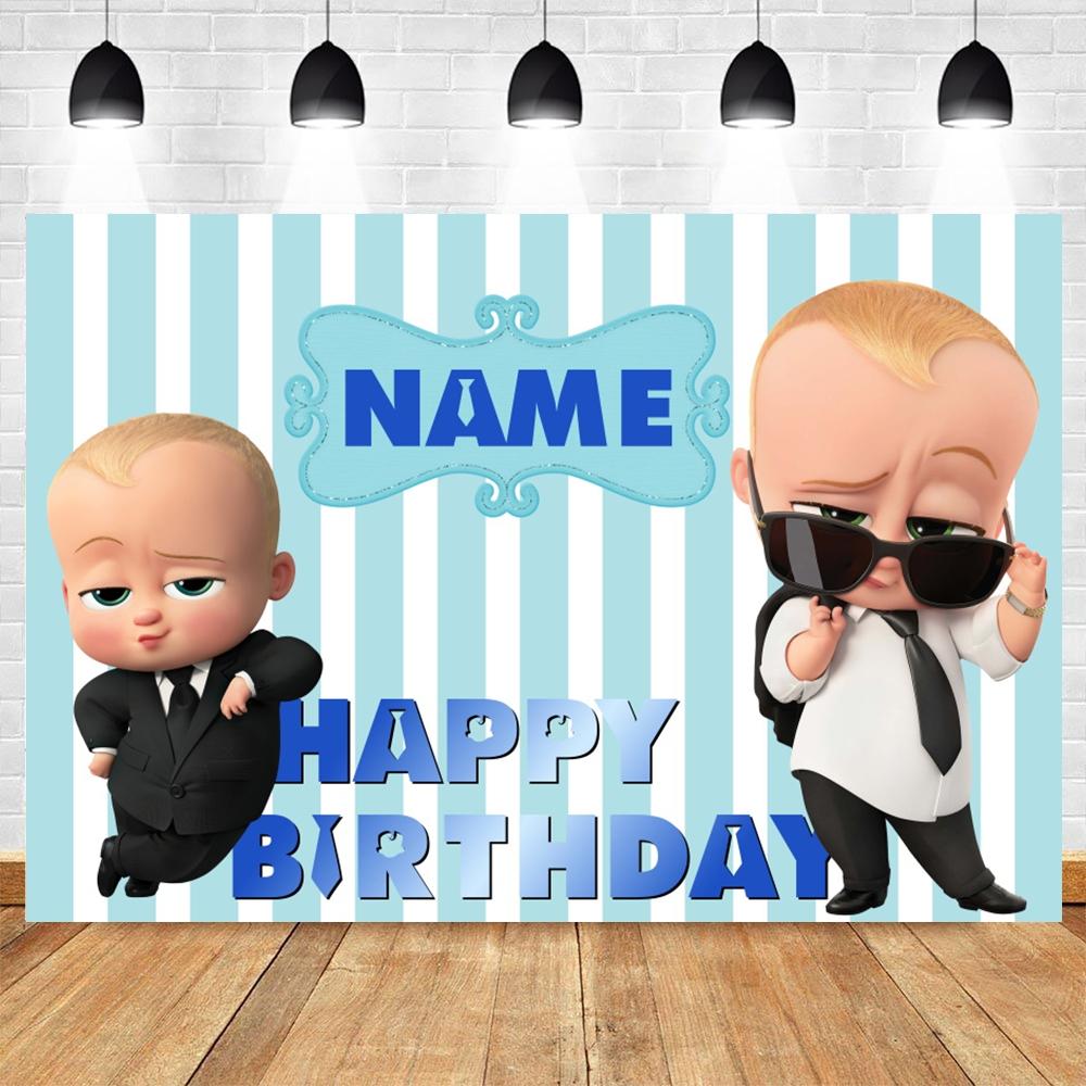 Boss Baby Motto Hintergrund Mädchen Junge Geburtstagsparty Kinderzimmer Dekoration Fotografie Hintergrund Benutzerdefinierter Name Poster Banner