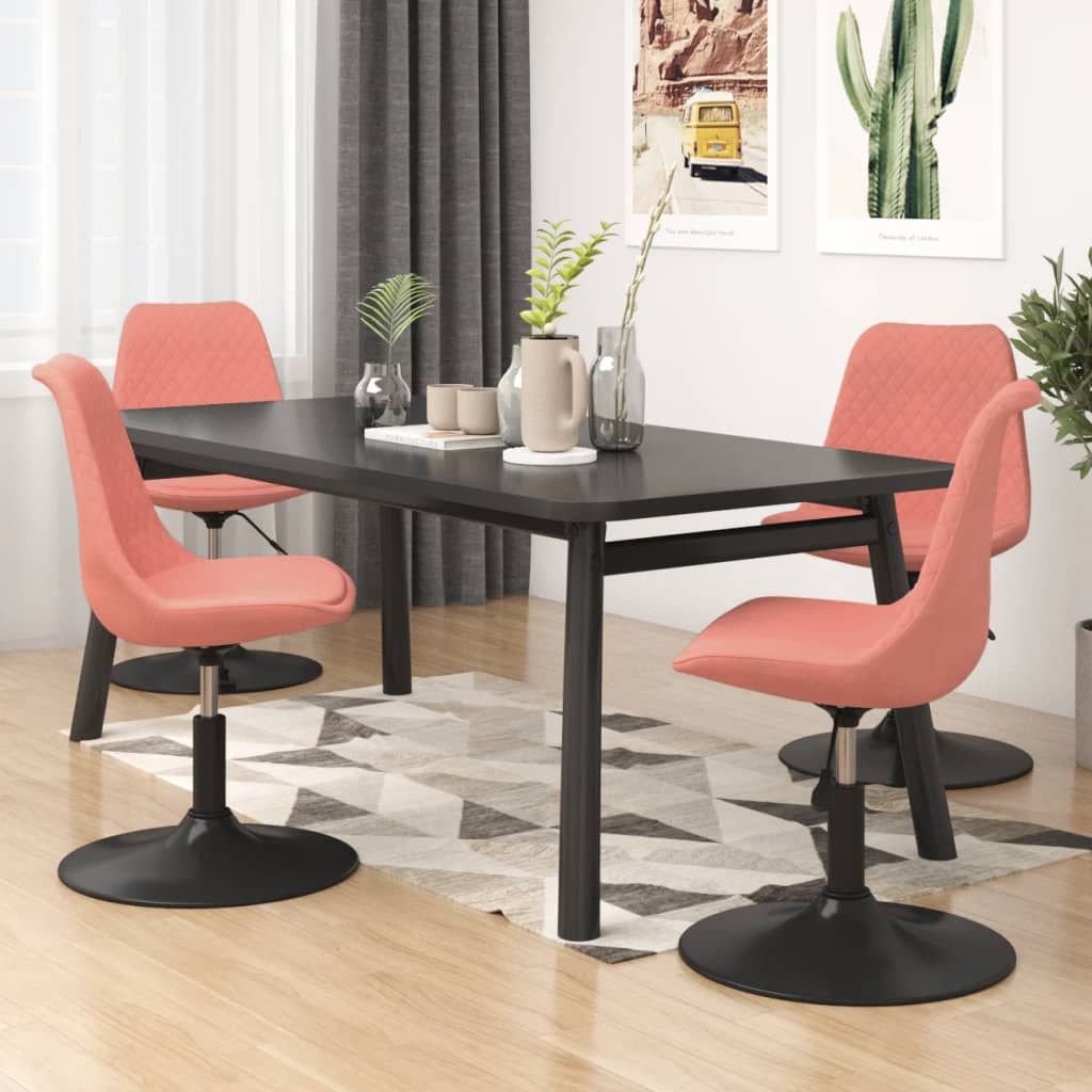 Dining Room Chairs 4 Pcs Swivel Pink Velvet