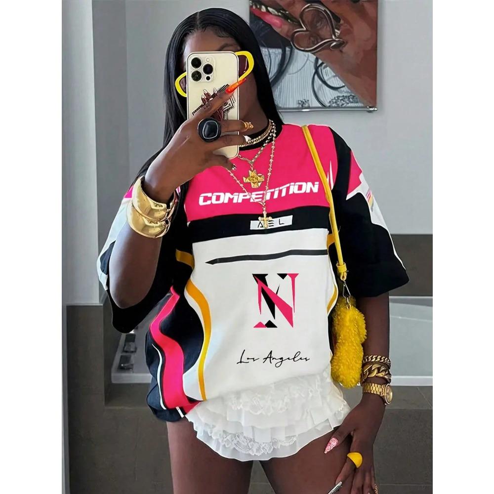 2026 New Women New Racing T-Shirt Street Hip-Hop Oversized Breathable Quick Drying Jersey Motorcycle Fashion Versatile Shirt