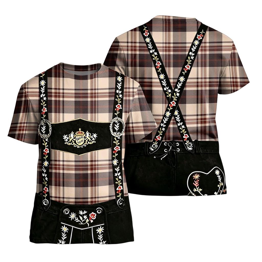 Men's Short Sleeve T Shirt with Vintage Oktoberfest Pattern Loose Fit Casual Summer Daily Top for Comfortable Wear