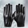 Warme Lederhandschuhe für Herren im Herbst und Winter PU-Leder Plus Samt Kälteschutz Outdoor Radfahren Fahren Winddicht Wasserdicht Touchscreen-Handschuhe