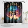 Black Shower Curtain Life Tree Sky Elephant Neon Fabric Plant Fantasy Art Bathroom Curtain for Women Bathtub Decoration
