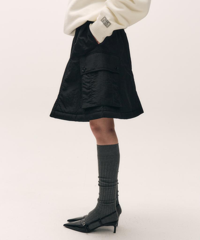 Seteo (W) Padded Balloon Cargo Skirt Black