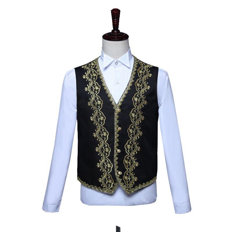 Men's Wedding Suit Medieval Jacket+Vest+Pants 3 Pieces Retro Costume Military Blazer Royal Fancy Dress Suits