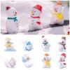 Christmas Mini Snowman Figurine Accessories White Miniature Snowman Statue Fairy Garden Micro Landscape Cartoon Snow Man Doll