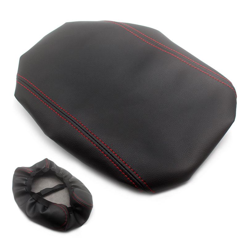 Capa de caixa de console de apoio de braço central de carro, acabamento de adesivo de couro de microfibra para Ford Explorer 2011 2012 2013 2014 2015 2016 2017