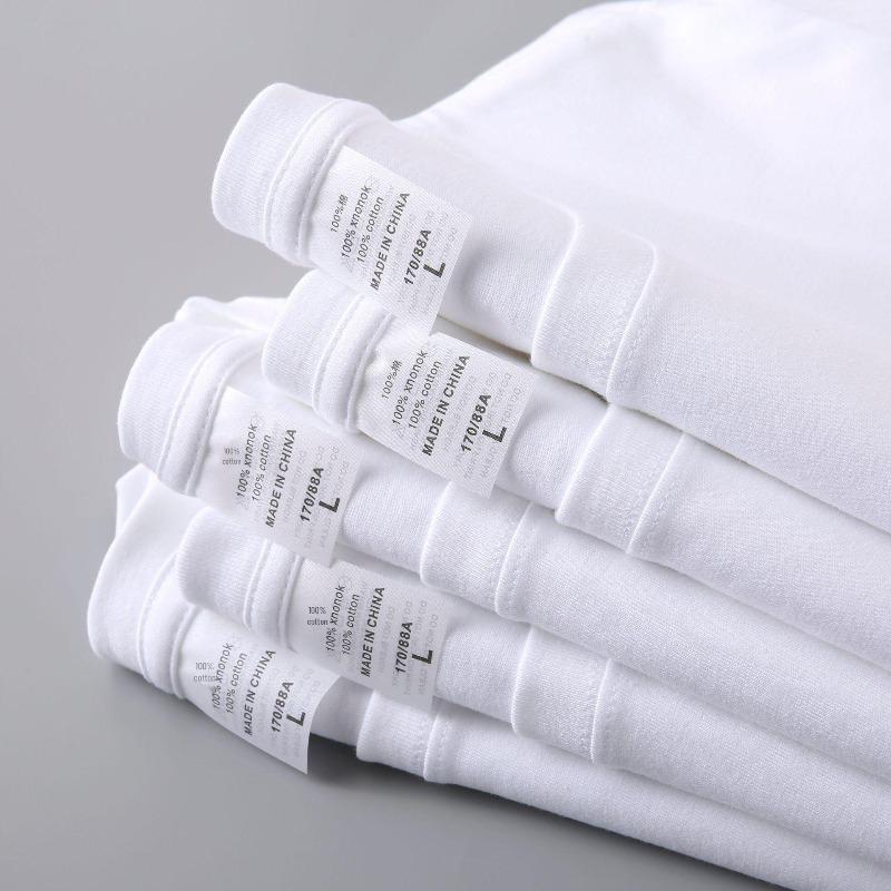 Direktsändning 230g Tungvikt Ren Bomull Enfärgad Långärmad T-shirt med Tryckt Logotyp