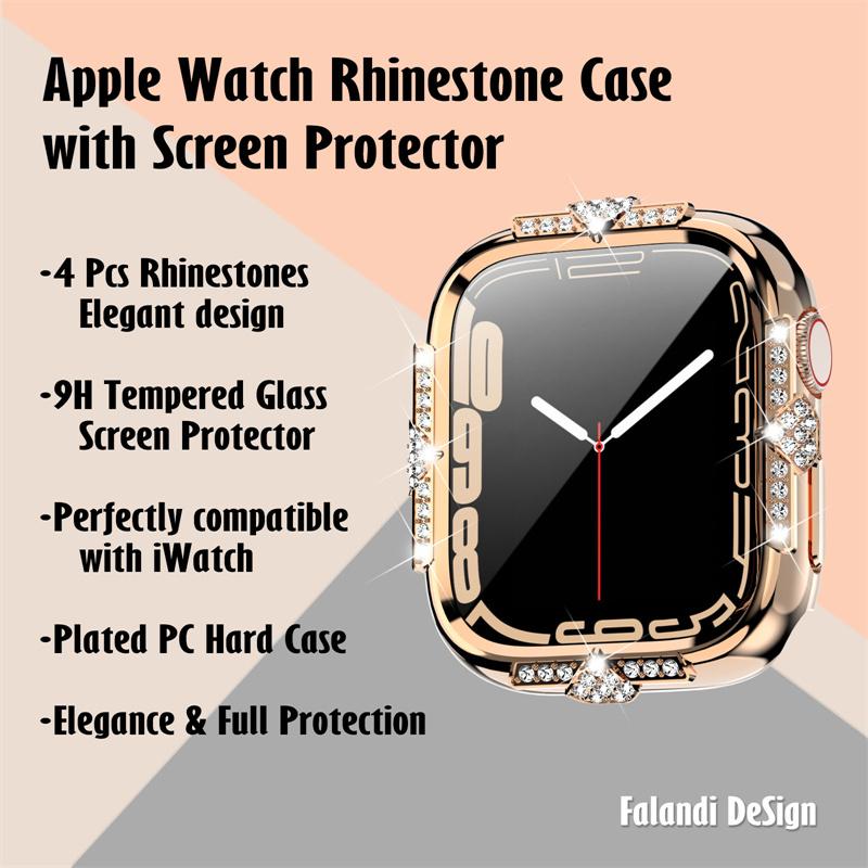 Transparante holle Bling Diamond PC-hoes voor Apple Watch 40 44 41 45 mm beschermhoes voor iWatch-serie 9 8 7 6 5 SE2 SE3