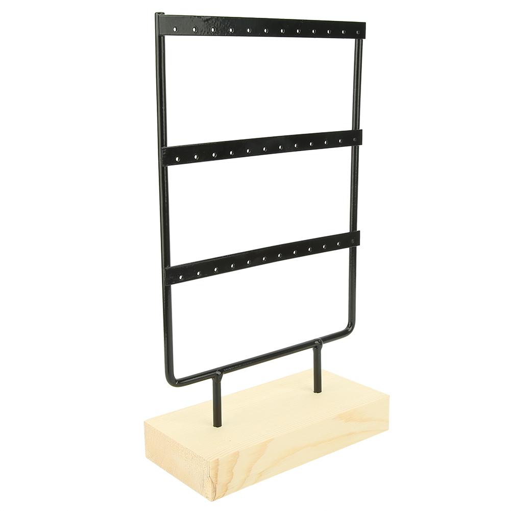 36 Holes Metal Jewelry Storage Rack Display Stand Rrings Necklace with Wood Base
