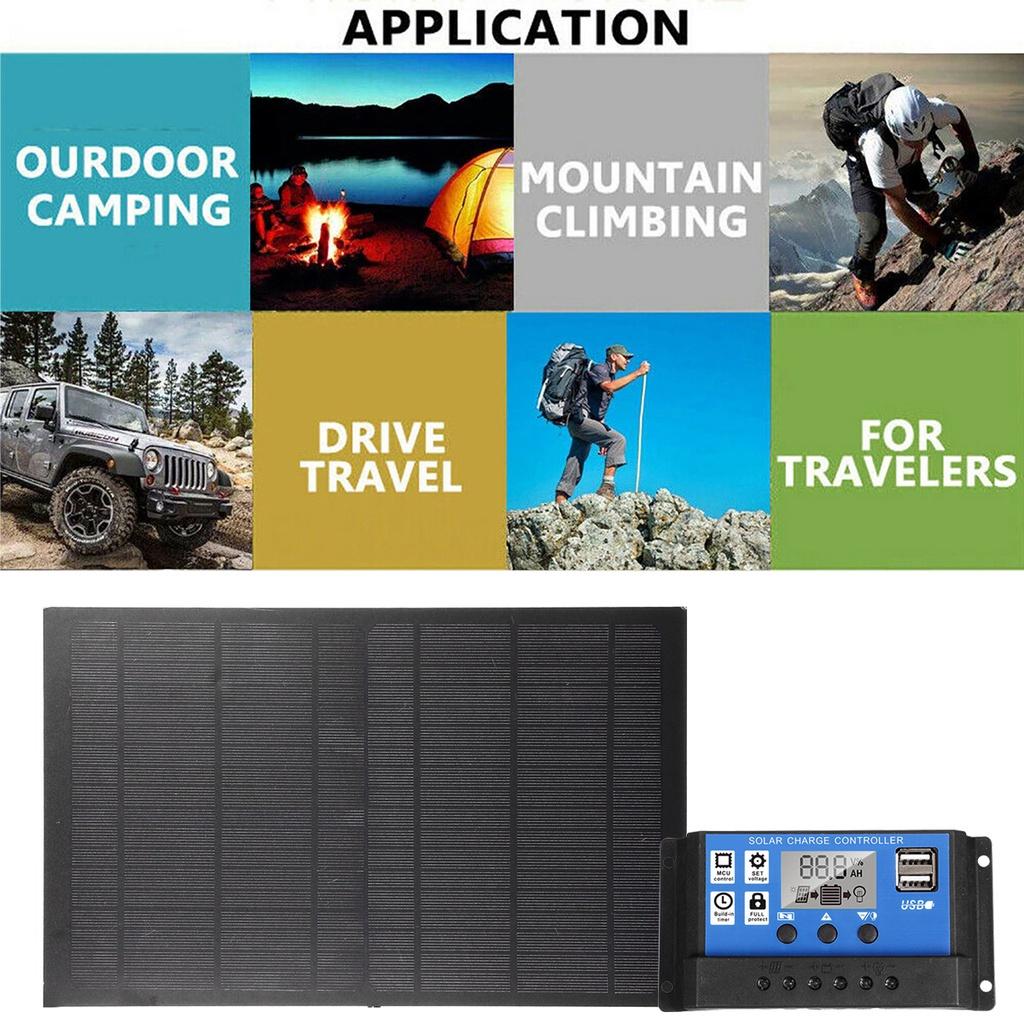 300W USB Charging Solar Cell Board Controller Waterproof Solar Cells 12V for Phone RV Car 345x210mm Portable Solar Panel Kit
