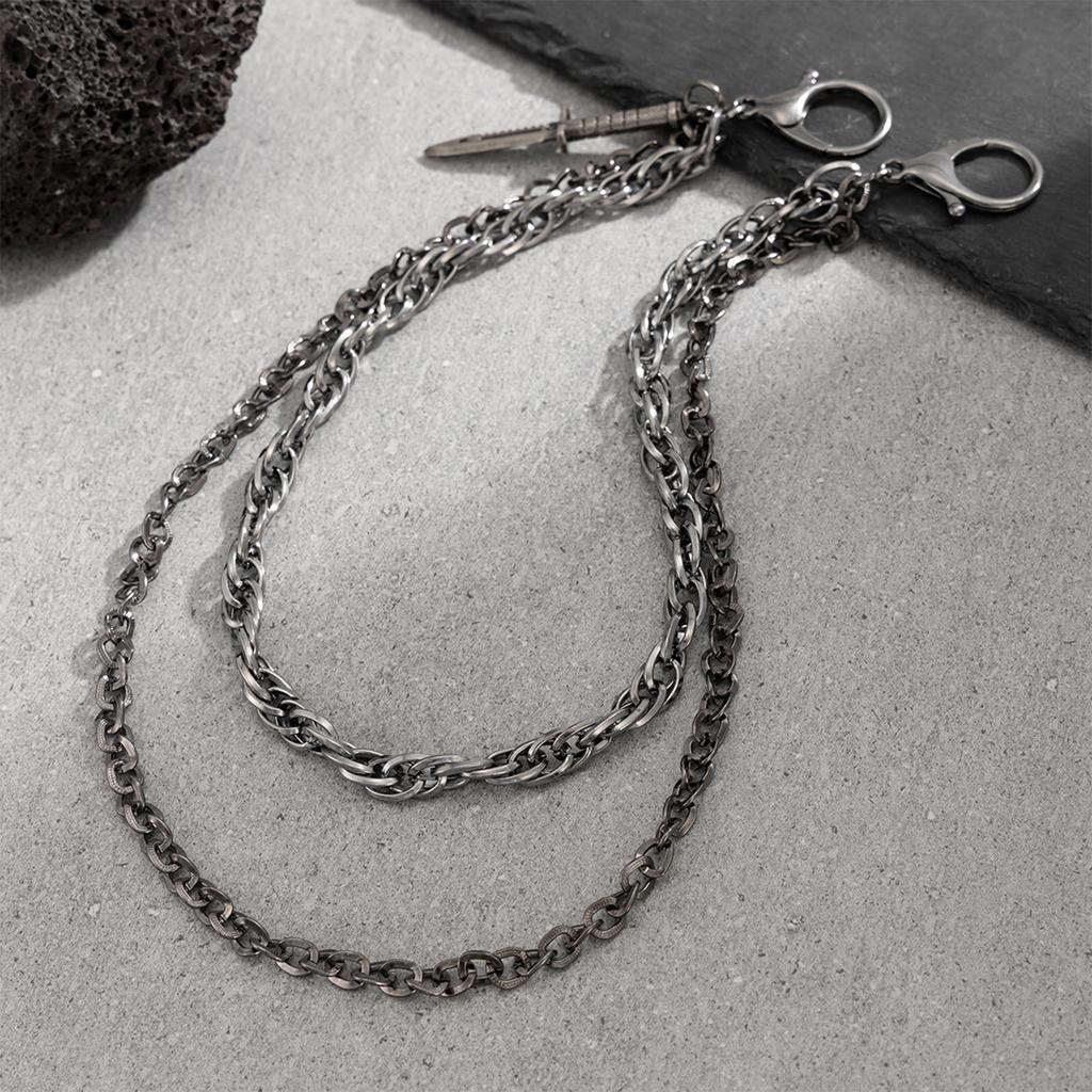 Fashion Layering Poniard Pendant Short Chain Punk Gothic Accessory For Men Alloy Wallet Trousers Chain Casual Daily