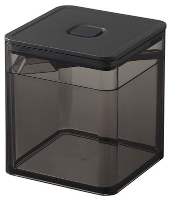 Yamazaki Tower Square Storage Container with Spoon and Valve, Black, Approx. W9.2 X D9.2 X H10.2cm, for Seasonings and Tea Leaves, Anti-oxidation,