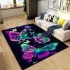 3D Colorful Butterfly Flower Area Rug,Carpet Rug for Living Room Bedroom Sofa Yoga,Kitchen Bathroom Doormat Non-slip Floor Mat