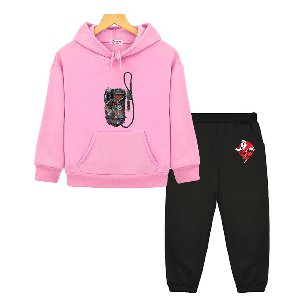 Ghostbusters Proton Pack Pullover Hoodie 2pcs Children's Clothing Sets Baby Girl Clothes Sweatshirts Suit for Boy Tops+Pants Tv