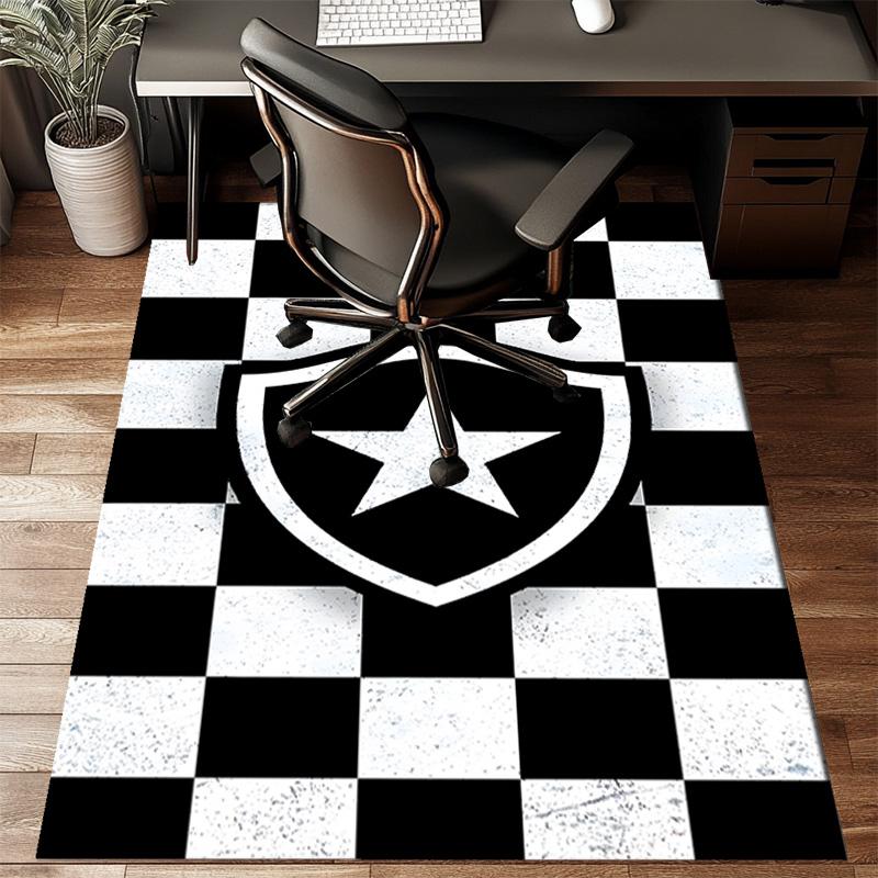 Shield With Star Emblem Printed Office Carpet Chair Cushion  Entryway Rug, Rugs for Living Room, Bedroom Christmas Gifts