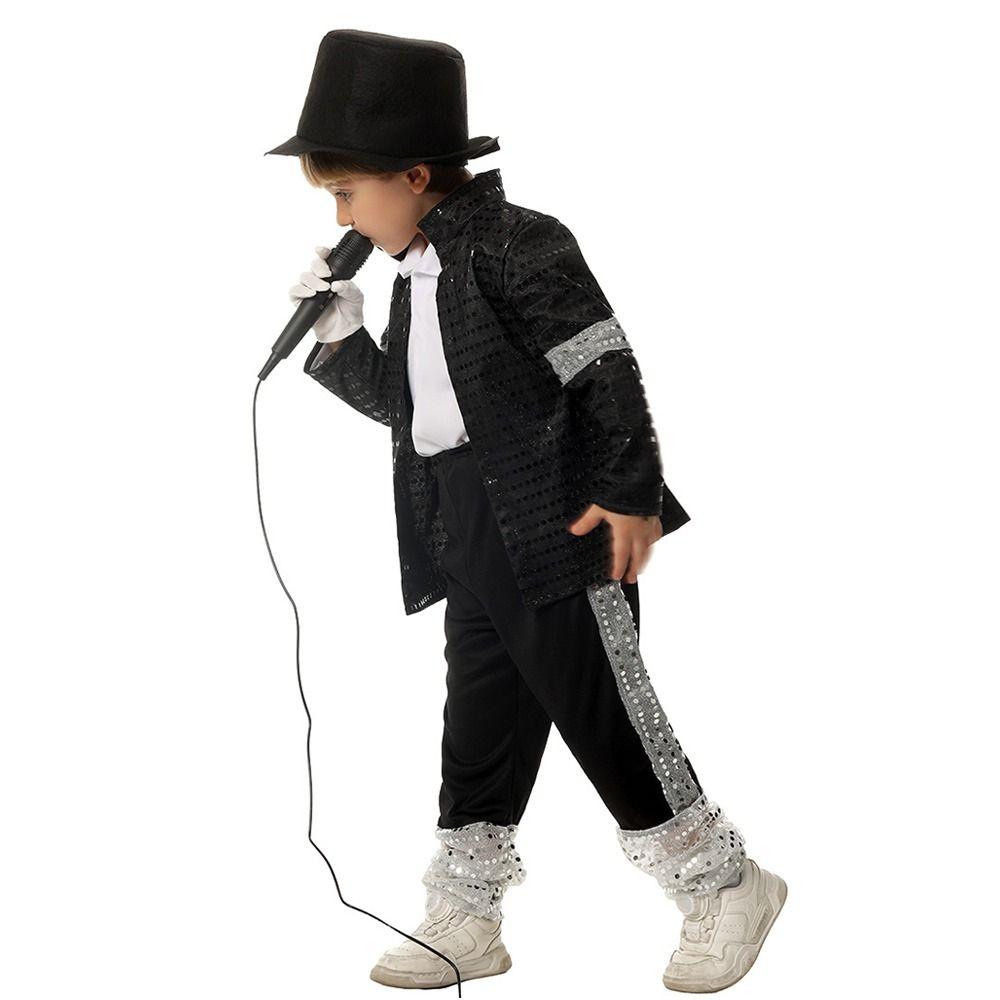 Rollenspiel Billie Jean Cosplay Kleidung Karnevalsparty Schwarzer Anzug Tanzkostüm Kinder Jungen Mädchen