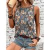 Women's Tank Top Printed Loose Casual Summer Top with A Round Neck and Sleeveless T-shirt