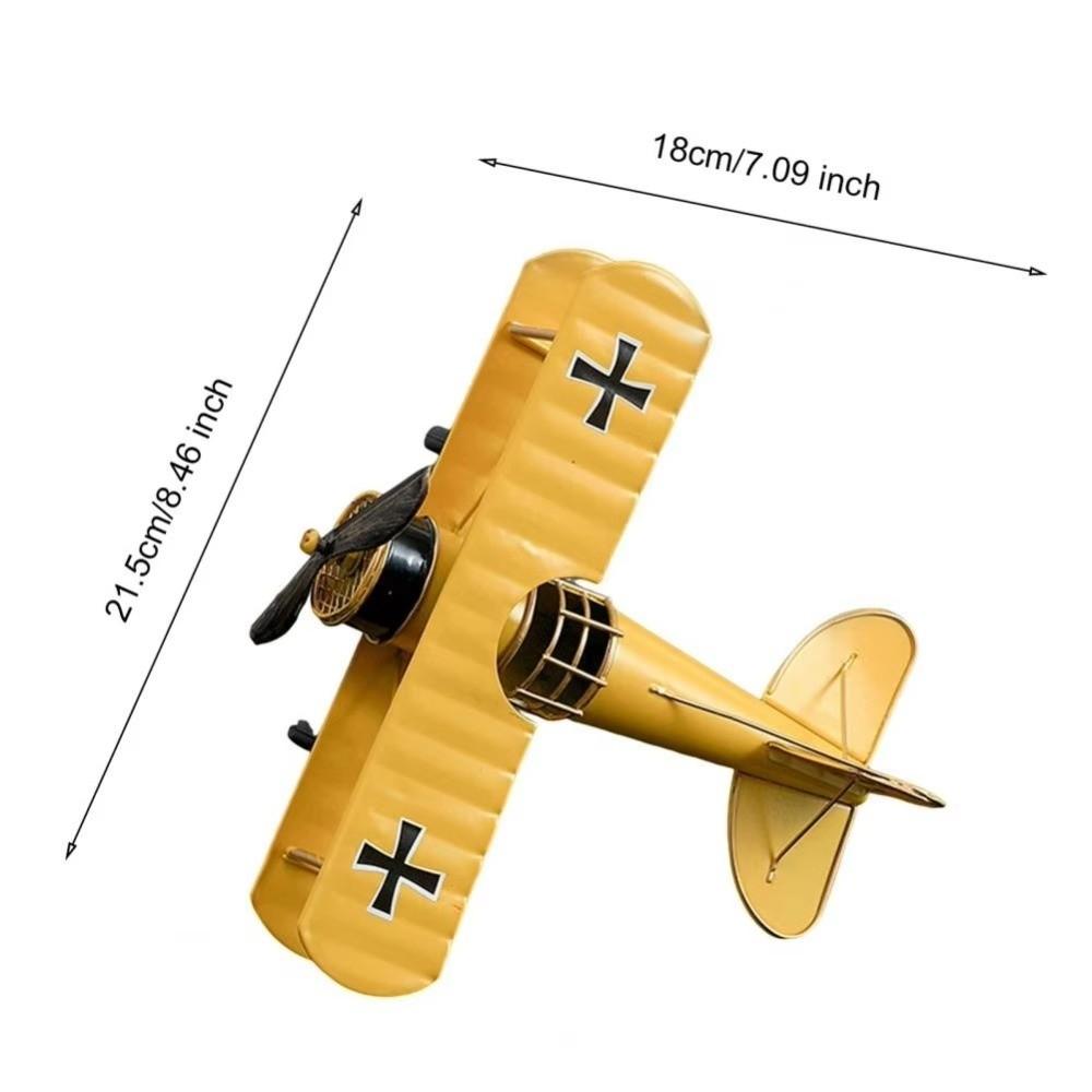 Vintage Airplane Model Ornament Metal Construction Iron Aircraft Model  Cafe Ornament