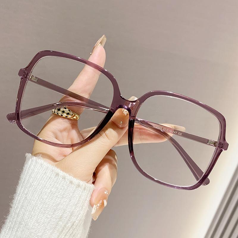 Lunettes de vue carrées surdimensionnées mode Rétro Femmes Anti Lumière Bleue Monture Métallique Tendance Optiques Lunettes d'ordinateur