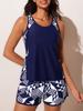 Plus Size Women's Printed Boyshort Tankini - European/American Style Two-Piece Swimsuit 2026