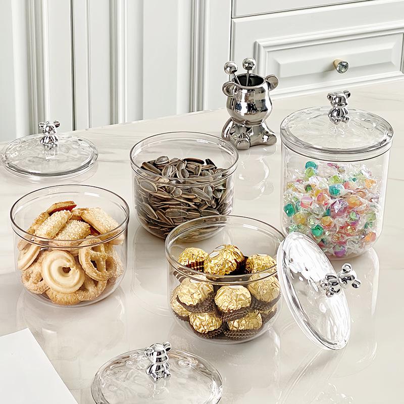 Transparent Bear-Shaped Sealed Jar with Lid for Kitchen and Living Room Storage