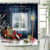 Christmas Gingerbread Man Snow Shower Curtains Set ,Colorful Xmas Balls Polyester Fabric Winter Xmas Tree Bathroom Curtain Decor