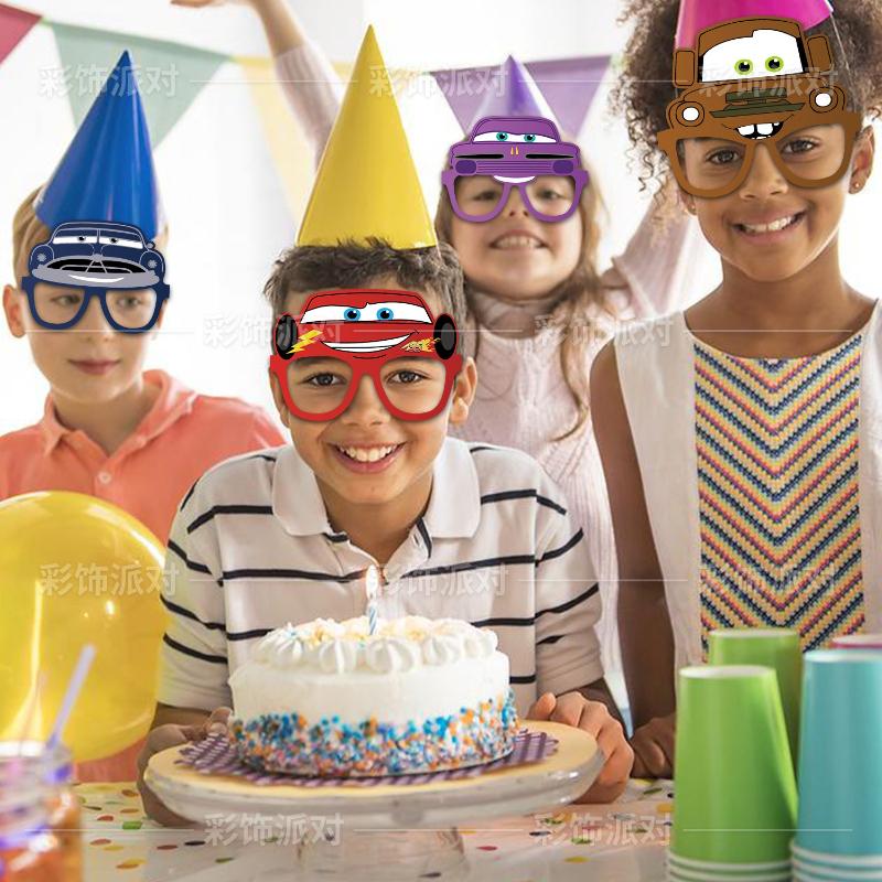 12 stuks/Set Cars Lightning Mcqueen Feest Papieren Oogmaskers voor Feestartikelen Kinder Speelgoed Papieren Brillen