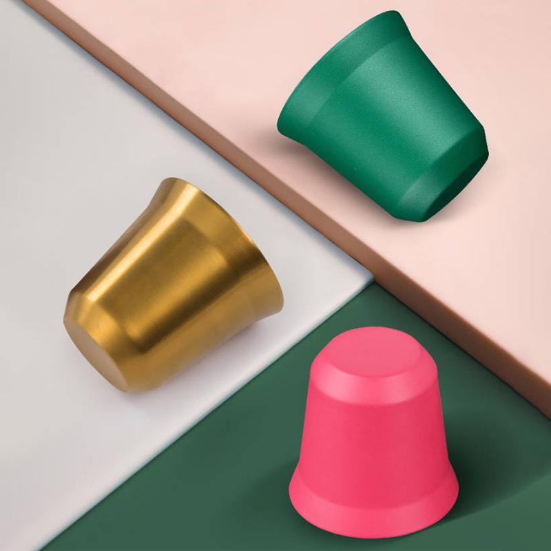304 Stainless Steel Double-Layer Coffee Cup Insulated Tea Cup Beer Cup Painted Espresso Cup Outdoor Portable Capsule Coffee Cup