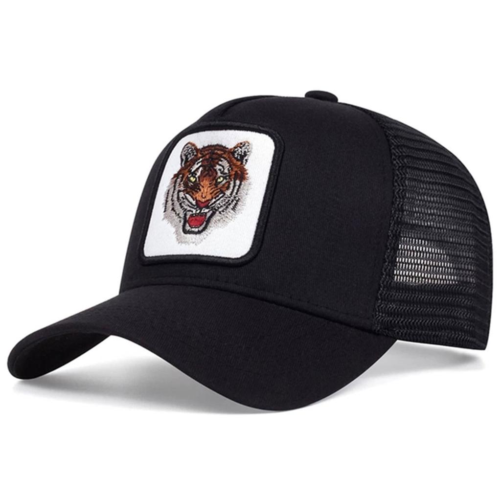 1 Pezzo Unisex Animale Tigre Ricamato Cuciture Cappello a Rete da Baseball Esterno Regolabile Protezione Solare Cappello per il Tempo Libero Primavera Autunno Viaggio Vacanza