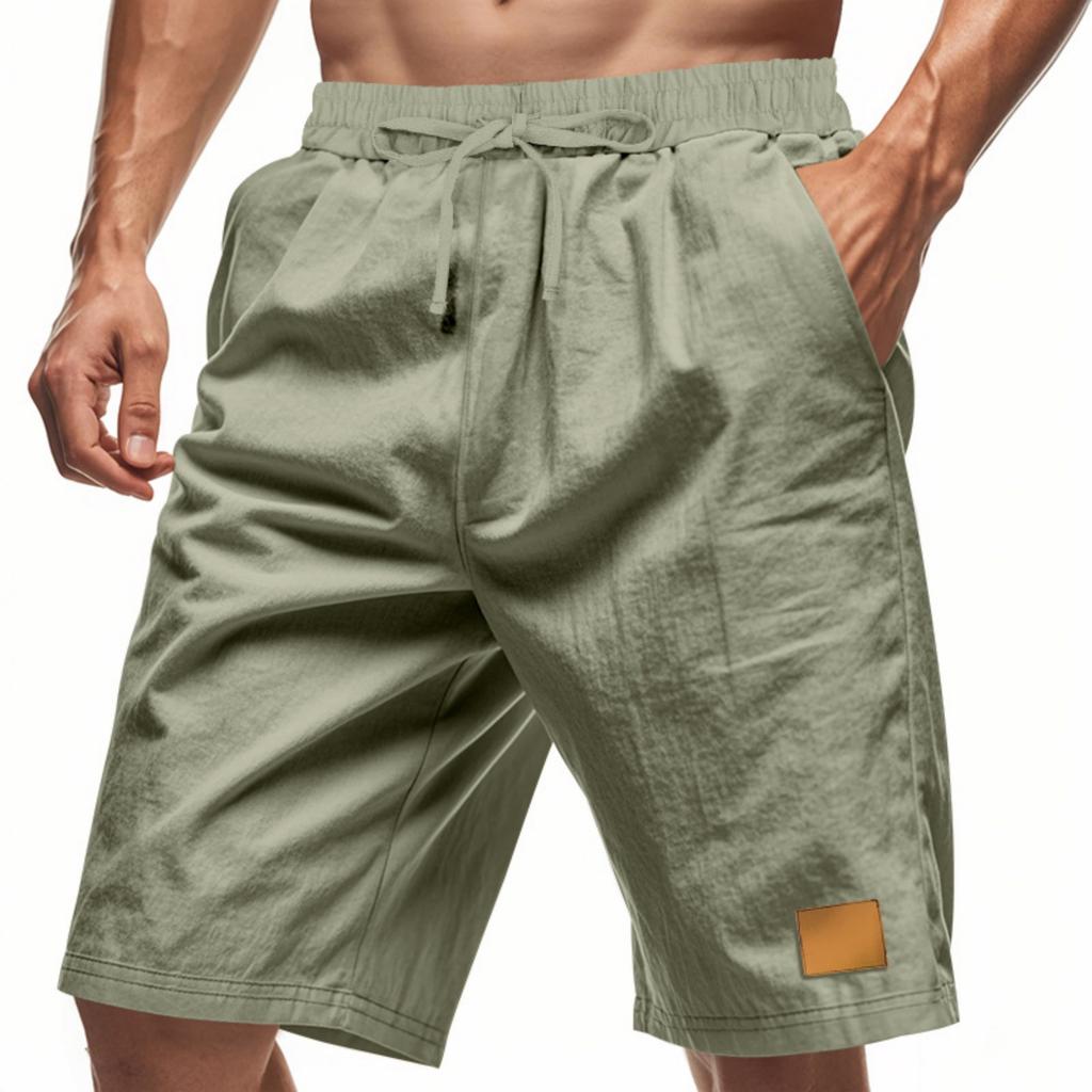 Men's Linen Beach Shorts, Lightweight Breathable Loose Fit Casual Summer Bottoms for Sports and Beach